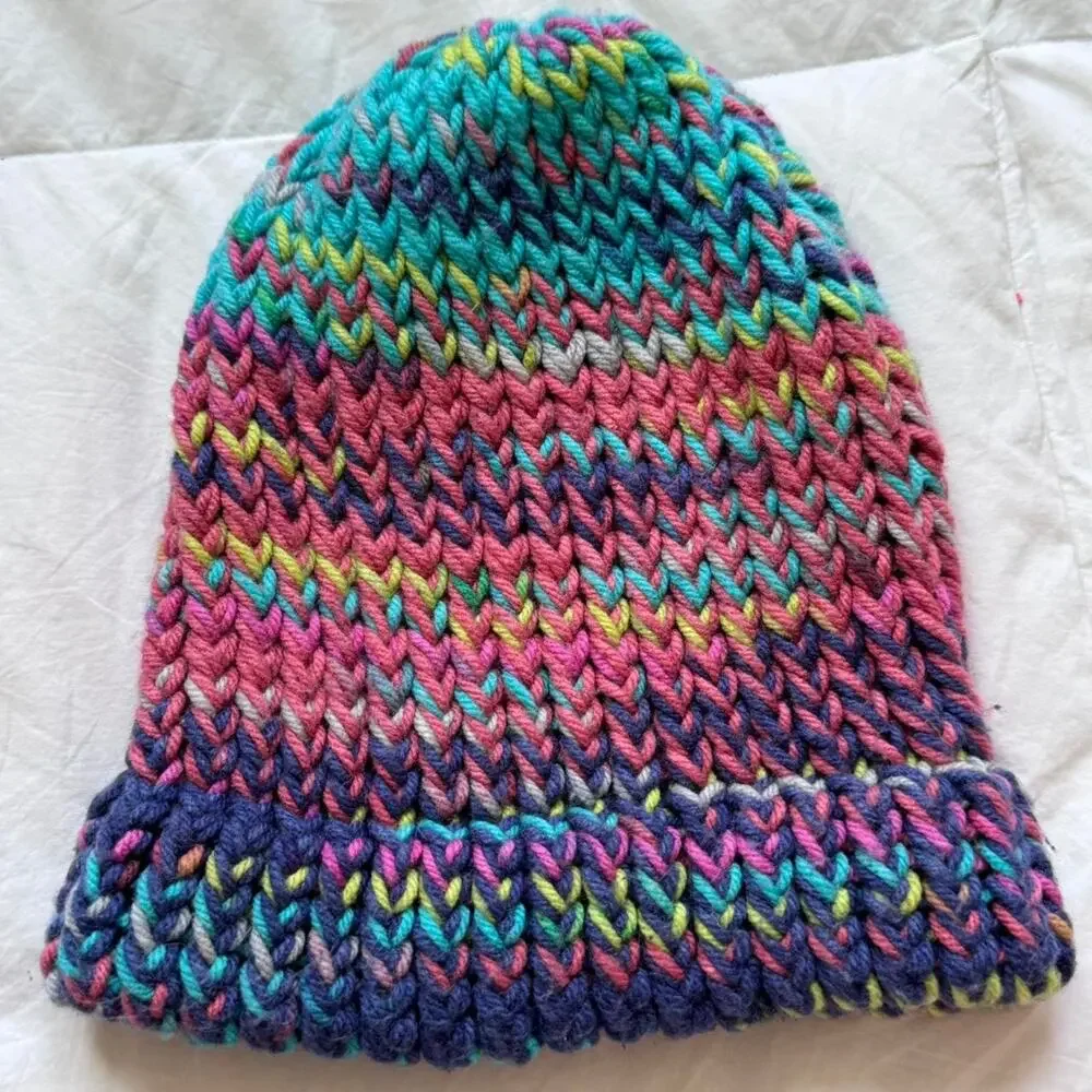 Multi colored‎ knit beanie handmade